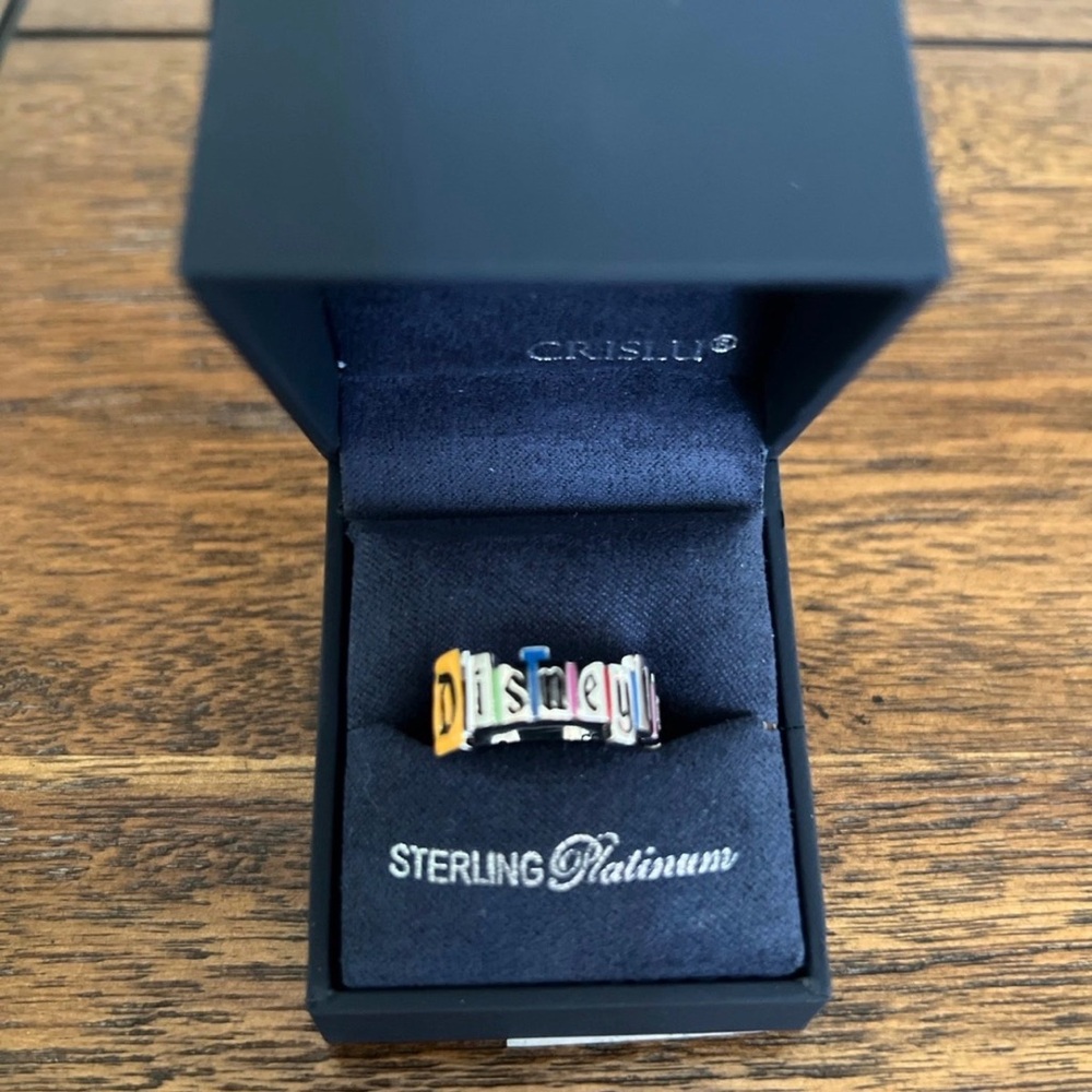 CRISLU Sterling Platinum Disneyland Marquee Ring
